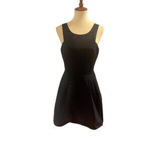 New BCBG Generation Black Cocktail Dress w/pockets Studded neckline Sz 8 Taffeta